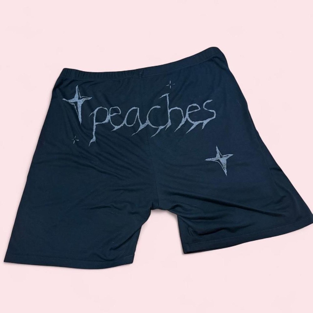 Handmade Bleached Peaches Biker Shorts Y2K Grunge Alt Goth Black 2XL